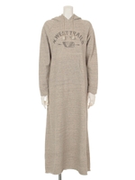 粗挽mix杢裏毛フードパーカーワンピース/モカ