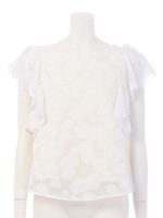 【Auntie Rosa】ギンガムフレアー袖TOPS/BLK