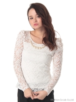 パールアクセ付レースTOPS/アイボリー