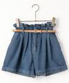 ベルト付きデニムショートパンツ