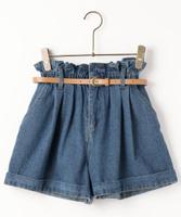 ベルト付きデニムショートパンツ