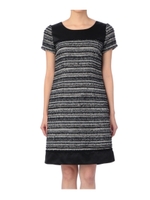 ラメボーダーツイードワンピース/ベージュ系