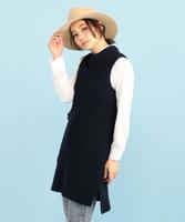 片畦編みニットベストワンピース