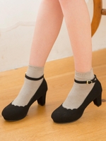 スカラップパンプス/グレー