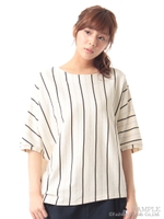 ストライプジャカードプルオーバー/ネイビー