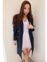 ソフトデニムロングトレンチコート/インディゴ