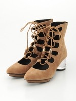 レースアップクリアヒール/キャメル