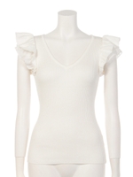 ショルダーフリルニットTOPS/オフホワイト