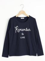 ロゴプリント長袖Tシャツ/ネイビー