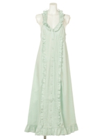 前フリルホルターロングワンピース/ライトグリーン