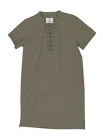 【Casual】レースアップハーフスリーブOP/ベージュ