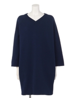 Ｖネックコクーンニットワンピース/GRAY