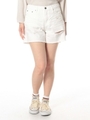 ダメージホワイトデニムショートパンツ/Off White