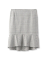 チェック柄マーメイドフリルスカート/ライトグレー(511)