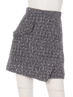 ツイード台形アシメスカート/ネイビー