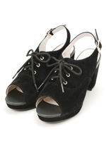 レースアップサンダル/ブラック