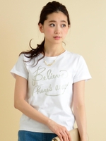 袖ロールアッププリントTシャツ/オフ