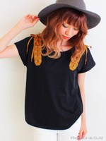 【chille anap】レースアップTシャツ/WH