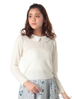 ガーリー襟付きニットプルオーバー/ピンク