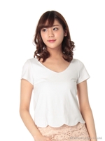 スカラップショートトップス/ブラック