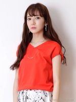 ネックレス付半袖Vニット≪自宅で洗える≫/ロイヤルブルー