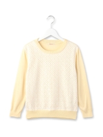 幾何学レース七分袖ニット/レモンイエロー(031)