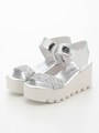 【KAREN LIPPS】STELLA GLITTER WEDGE SANDAL/SILVER MID
