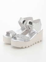 【KAREN LIPPS】STELLA GLITTER WEDGE SANDAL/SILVER MID
