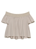 サテンオフショルトップス/BLK