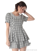 チェック柄セットアップ/ベージュ