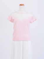 デコルテレースニットプルオーバー/ピンク