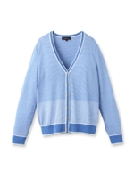 バイカラートリミングカーディガンニット/ライトブルー(391)