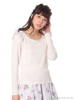 フロントオーガンジーフラワーテレコTOPS/アイボリー