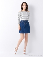 前レースUP台形/SK/デニム/ブルー