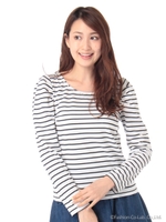 袖ギャザーカットソー/ネイビー