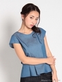 back denim ribbon blouse 3/ブルー