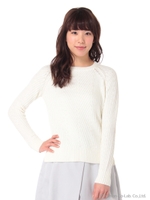 コットン畦ラグランニット/ライトグレー