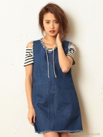 デニムパッチワークワンピース/ネイビー