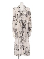 ボタニカルプリント ロングシャツワンピース/WHITE LT