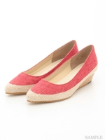 【vanitybeauty】ポインテッドトゥコルクウェッジパンプス/レッド