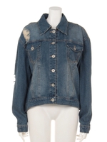 オーバーサイズクラッシュデニムJK/ネイビー