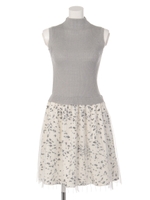 ノースリーブニットドッキングワンピース/グレー