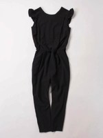 バックレース袖フリルオールインワン/ブラック