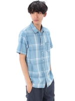 【AZUL by moussy】インディゴチェック半袖シャツ/SAX