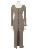 ウォッシュドリブジップアップマキシワンピ/ベージュ