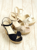 スクエアリボンサンダル/ブラック