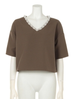 パール付Ｖネックプルオーバー/KHAKI