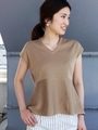 ミラノリブフレンチスリーブペプラム/ベージュ