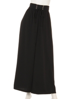 レースアップワイドパンツ/ブラック