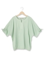 袖口リボンブラウス/ライトグリーン(021)